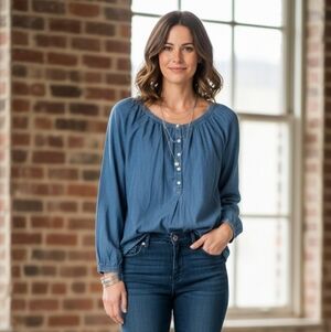 Faded Glory Light Blue 100% Cotton Women's Top Size XL